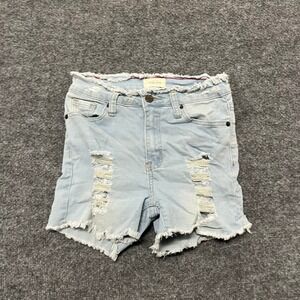 Vince Blue Shorts Womens Size 1 Light Wash Distressed Viscose Denim Raw Hem
